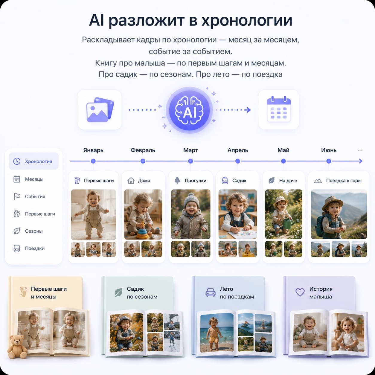 Timeline-раскладка по месяцам и событиям